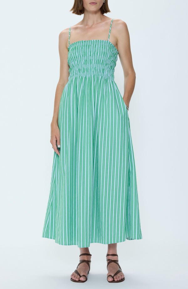 ピストーラ レディース ボトムス 心地好いズボン下 マキシ Pistola Bianca Maxi Sundress Green Blue Stripe 青み