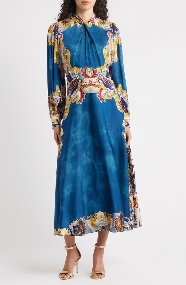 エリータハリ レディース トップス 衣裳 マキシ Elie Tahari The Raquelong Sleeve Maxi Dress Eclipse Paisley Print