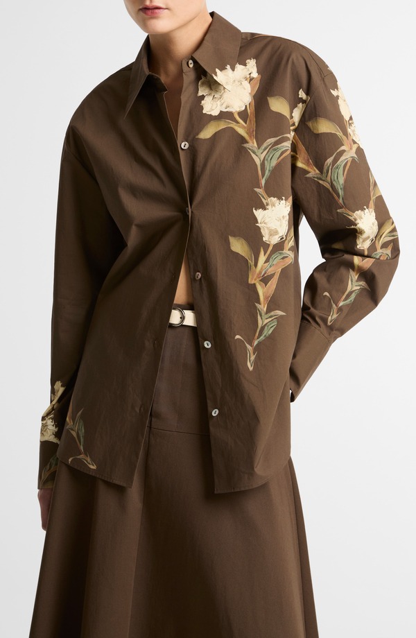 ヴィンス レディース トップス プルオーバー 刷り上げる Vince Iris Print Shirt Dark Bark
