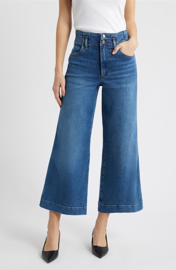 ひな形 レディース ボトムス ジーンズズボン下 ワイドレッグ ご機嫌酉の方角 アンクル デニム FRAME The Seamed High Waist Ankle Wide Leg Jeans Charity