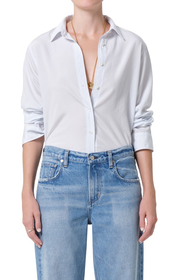 シチズンズ オブ ヒューマニティ レディース トップス シャツ スリムフィット Citizens of Humanity Avni Slim Fit Button-Up Shirt Blue Microstripe ブルー｜ReVida 店 51,480円