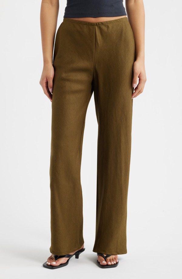 リフォーメーション レディース ボトムス レギンス ハイウエスト パンツ リネン Reformation Gale High Waist Linen Pants Dark Olive オリーブ｜ReVida 店 40,170円