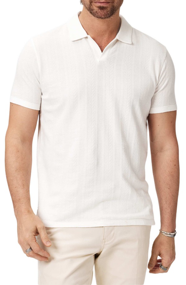 ジョンバルベイトス メンズ トップス スポーツシャツ 綿織物 John Varvatos Zion Jacquard Organicotton Polo Salt