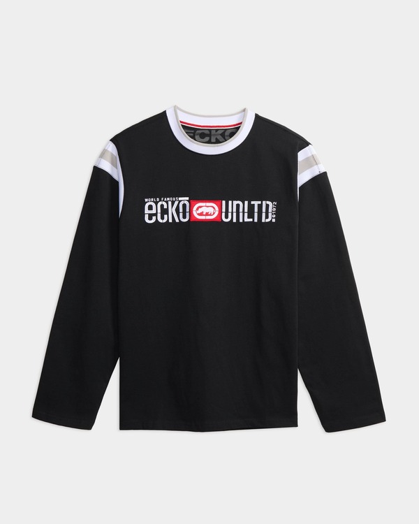 エコー メンズ トップス シャツ ECKO World Famous Long Sleeve Shirt Black ブラック｜ReVida 店