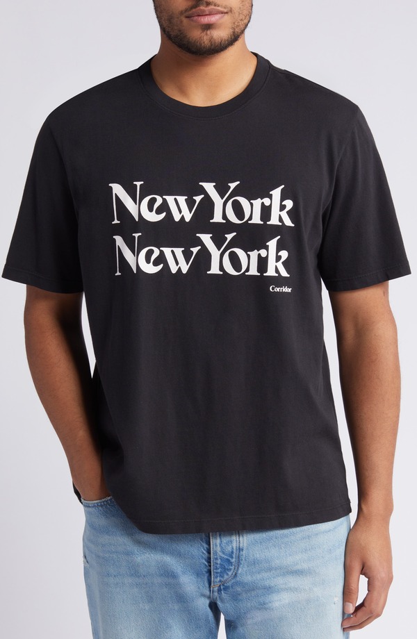 コリドー メンズ トップス プルオーバー グラフィック Corridor New York New York Graphic T-Shirt Black 黒いこと