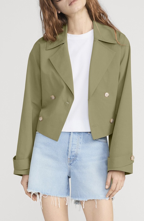ひな形 レディース アウター 上衣・上衣 厚地の外套 FRAME The Uniform Shortrench Coat Military Green 緑であること