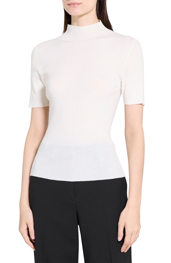 行動論理 レディース アウター パーカー・スウェット モックネック 羊毛 プルオーバー Theory Leenda Merino Wool Mock Neck Sweater New Ivory 象牙色