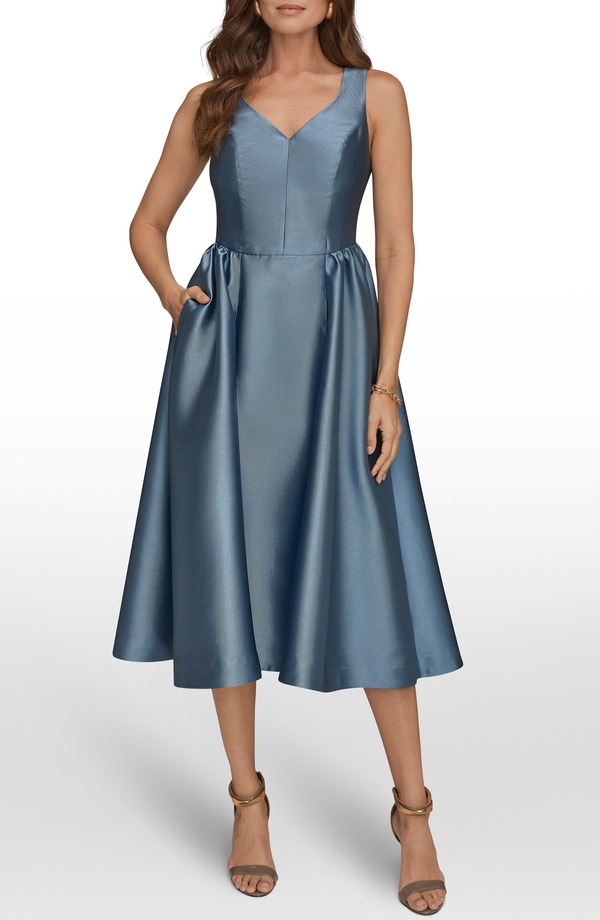 ダナ キャラン ニューヨーク レディース トップス ワンピース A ライン ミディ サテン Donna Karanew York Satin A-Line Midi Dress Washed Indigo インディゴ|ReVida 店