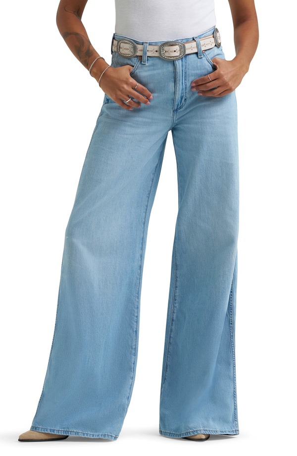 ラングラー レディース ボトムス デニムパンツ ワイドレッグ ハイウエスト ジーンズ Wrangler Canyon High Waist Wide Leg Jeans Trophy Twilight|ReVida 店