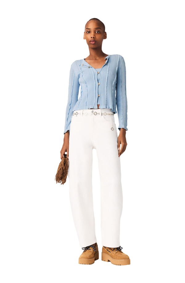 マージュ レディース アウター パーカー・スウェット カーディガン maje 2-in-1 cardigan Blue Sky ブルー｜ReVida 店