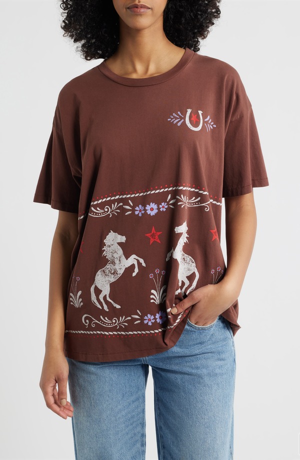 デイドリーマー レディース トップス プルオーバー 綿織物 グラフィック Daydreamer Prairie Horse Cotton Graphic T-Shirt Nutmeg