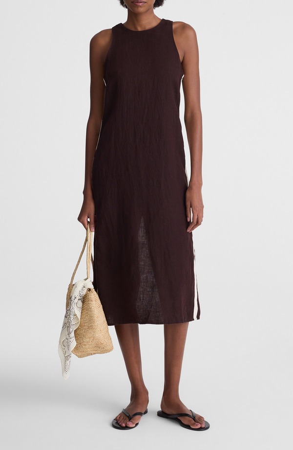 メイドウェル レディース ボトムス 心地よいズボン下 マキシ衣裳 ノースリーブ リネン マキシ Madewell Sleeveless Linen Maxi Dress Cocoa チョコレート