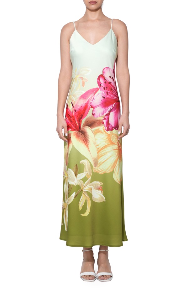 アドレイン ラエ レディース トップス ワンピース フラワー柄 プリント フラワー Adelyn Rae Cecilia Gradient Floral Print Slipdress Lime Multi ライム|ReVida 店