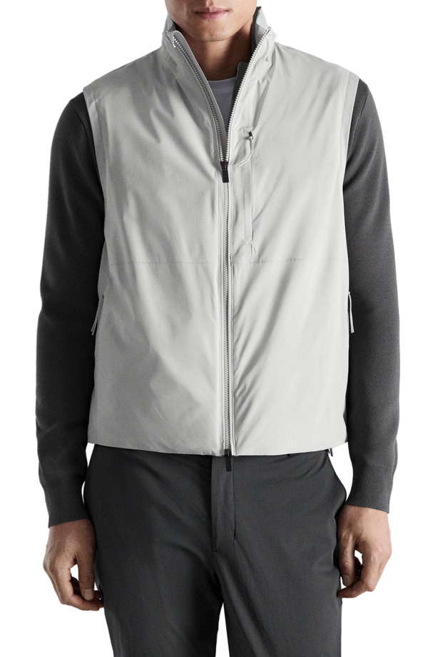 マンゴ メンズ アウター より良い MANGO Packable Waterepellent Vest Ice Grey 薄墨色
