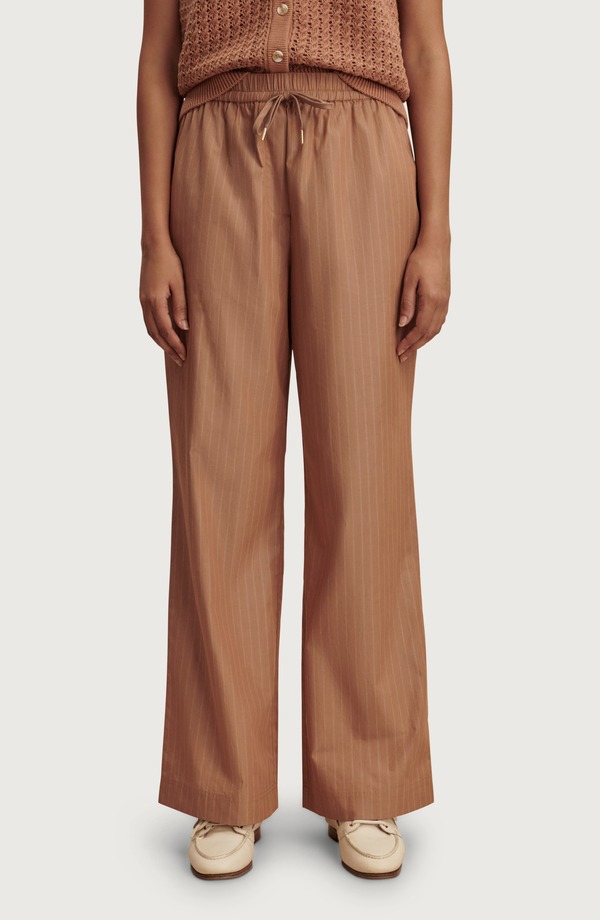 バーレイ レディース ボトムス ジーンズズボン下 引っ切り無い 綿織物 Varley Rowan Straight Leg Cotton Pants Camel Stripe 駱駝
