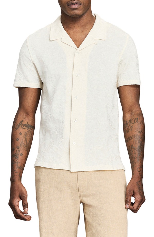 ビリーレイド メンズ トップス プルオーバー 綿織物 Billy Reid Numajiri Paisley Jacquard Cotton Camp Shirtinted White 白いこと