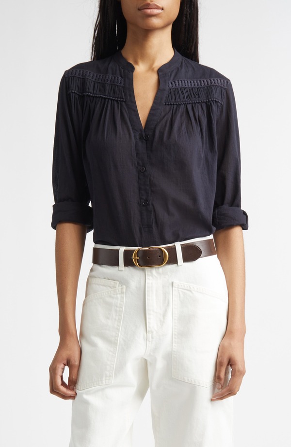 ニリロータン レディース トップス プルオーバー Nili Lotan Claryshirred Yoke Top Midnight