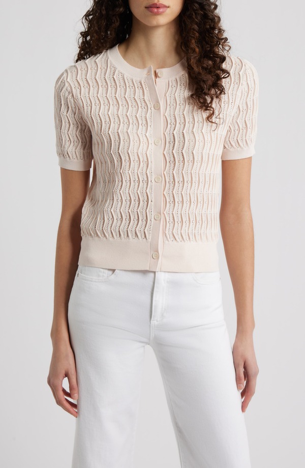 ラグアンドボーン レディース アウター パーカー・スウェット ジレー 編み物 rag \u0026 bone Leslie Wave Pointelle Knit Cardigan Light Pink さくら色