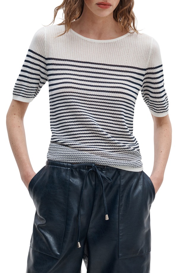 ラグアンドボーン レディース アウター パーカー・スウェット プルオーバー 綿織物 rag \u0026 bone Daisy Stripe Short Sleeve Cotton Blend Sweater White 白いこと