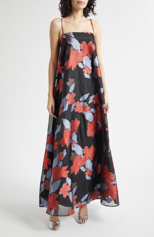 スタウド レディース トップス 衣裳 御花柄 御花 STAUDelfina Floral Jacquard Organza Evening Dress Night Garden