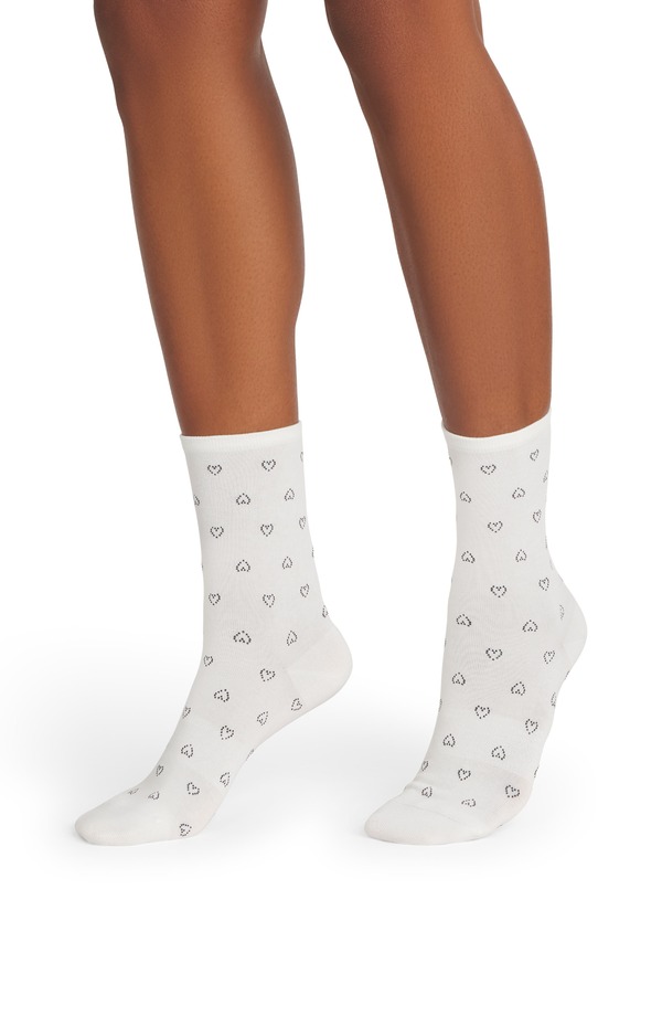 ボン二階建てバス レディース アンダーお召しもの ソックス Bombas Valentines Heart Crew Socks White Heart 白いこと