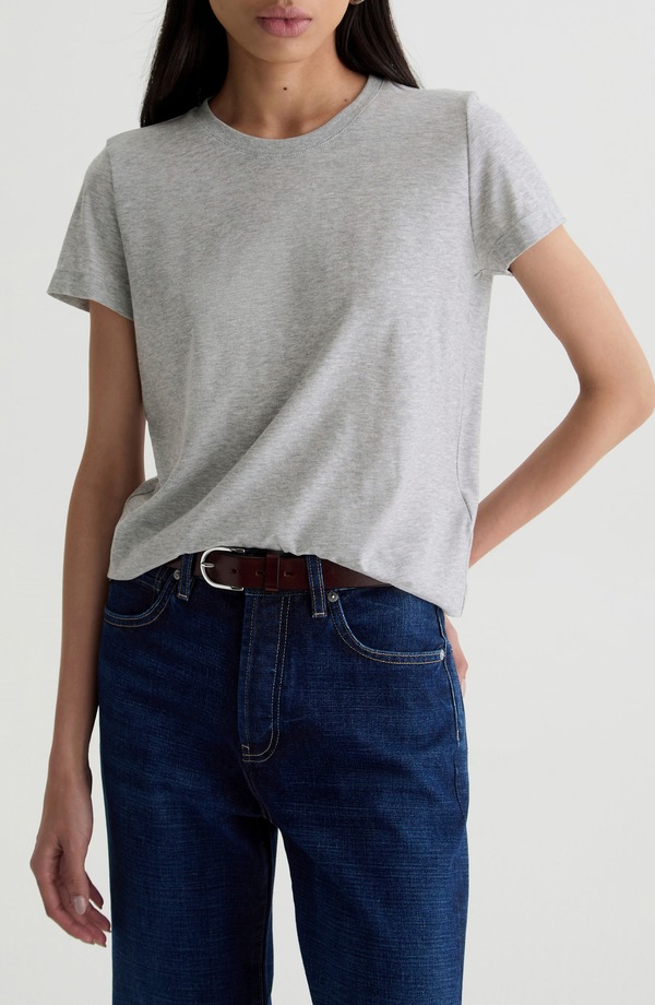 エージー レディース トップス シャツ コットン リネン AG Zoie Cotton & Linen Blend T-Shirt Heather Grey グレー｜ReVida 店