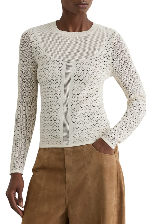 レイス レディース トップス プルオーバー スウェーター Reiss Bella Pointelle Sweater Ivory 象牙色