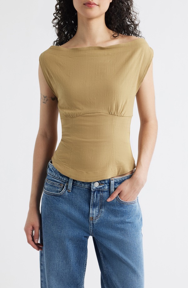 フリーピープル レディース トップス シャツ Free People Harper Off the Shoulder Top Dill Seed｜ReVida 店