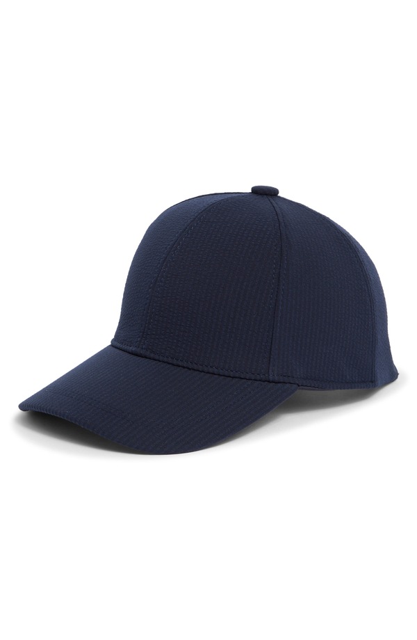 ヴィンス メンズ アクセサリー 帽子 キャップ Vince Seersucker Baseball Cap Coastal Blue ブルー|ReVida 店