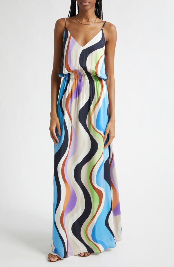 レイミー ブルック レディース トップス ワンピース プリント マキシ Ramy Brook Clarissa Wave Print Maxi Dress Multi Wave マルチカラー|ReVida 店