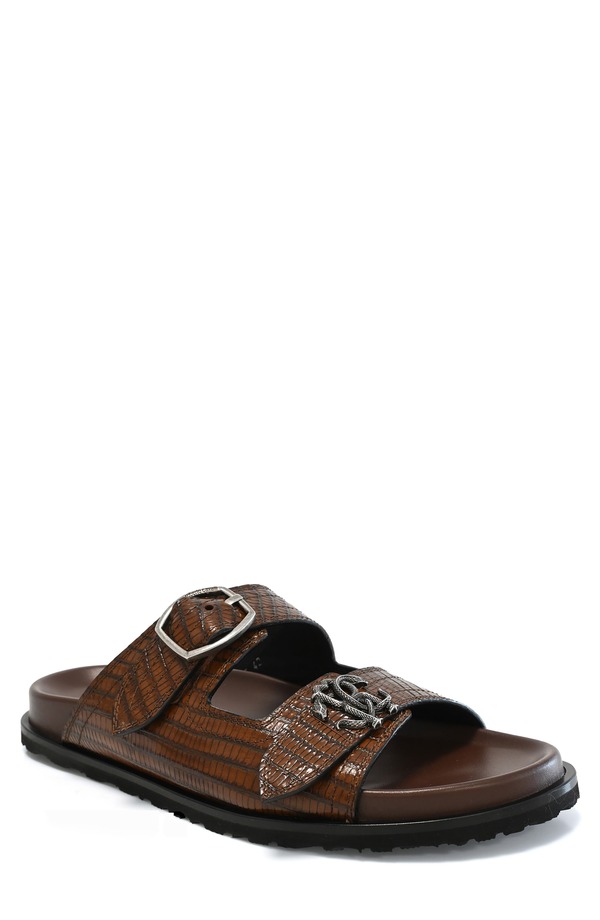 ロベルトカヴァリ メンズ シューズ サンダル Roberto Cavalli Double Strap Slide Sandal Cacao