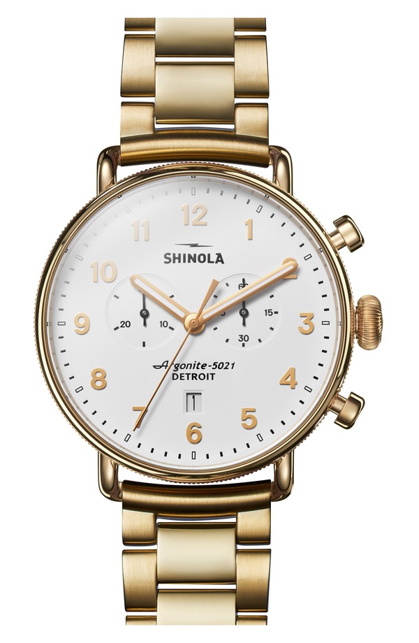 シャイノーラ メンズ アクセサリー 腕時計 Shinola Canfield Chronograph Bracelet Watch 43mm White ホワイト｜ReVida 店