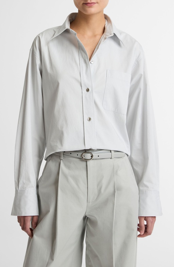 ヴィンス レディース トップス シャツ コットン Vince Crop Cotton Shirt Light Grey グレー｜ReVida 店