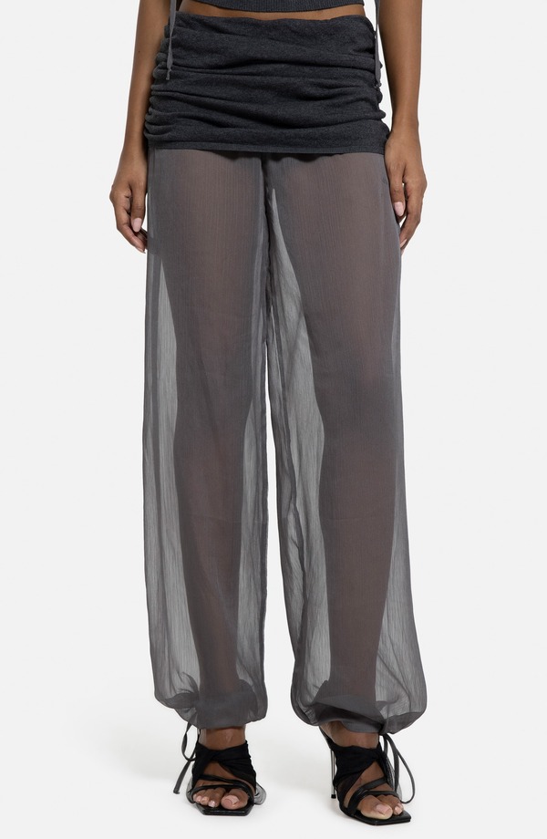 ジェーデッド レディース ボトムス 心地好いズボン下 シフォン ジョガーパンツ JADED LONDON Mixed Media Chiffon Joggers Grey 薄墨色