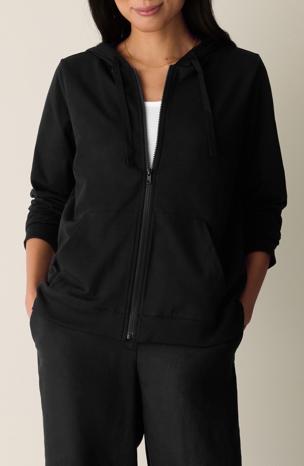 エイリーンフィッシャー レディース アウター ジャケット・ブルゾン Eileen Fisher Hooded Zip Jacket Black ブラック|ReVida 店