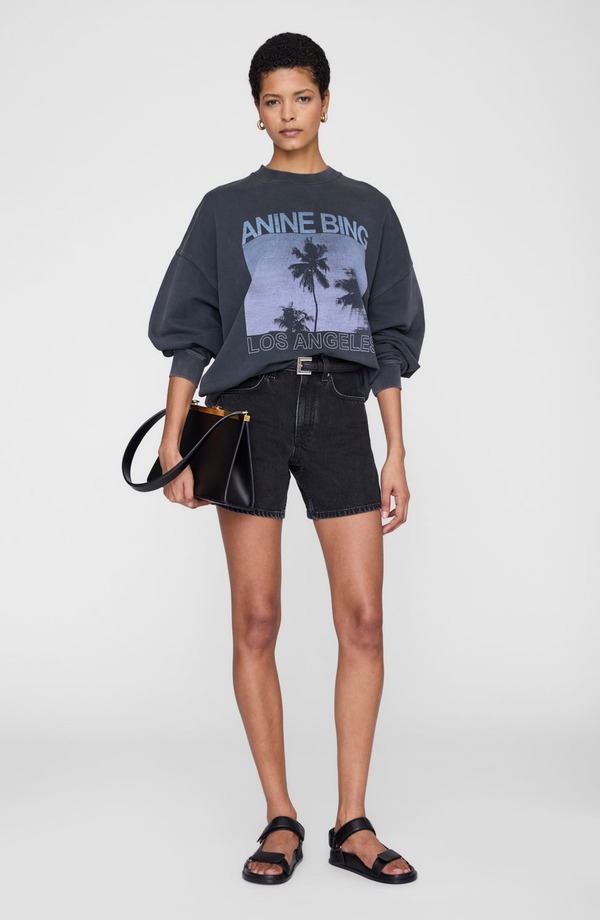 アニービン レディース アウター パーカー・スウェット プルオーバー ANINE BING Milesweatshirt Palms Washed Grey 薄墨色