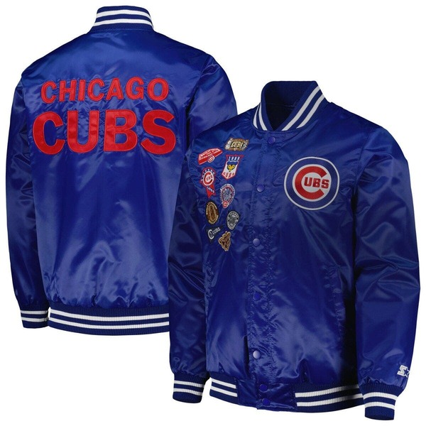 クランク メンズ アウター 上衣・上衣 Men\u0027starteroyal Chicago Cubs Patch Full-Snap Jacket Royal