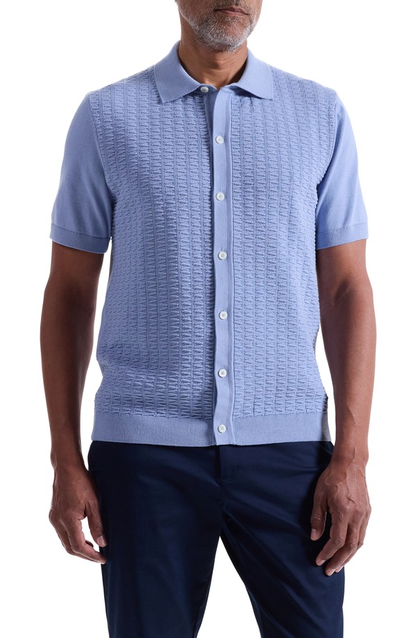 ブガッチ メンズ トップス シャツ カーディガン Bugatchi Short Sleeve Cardigan Air Blue ブルー