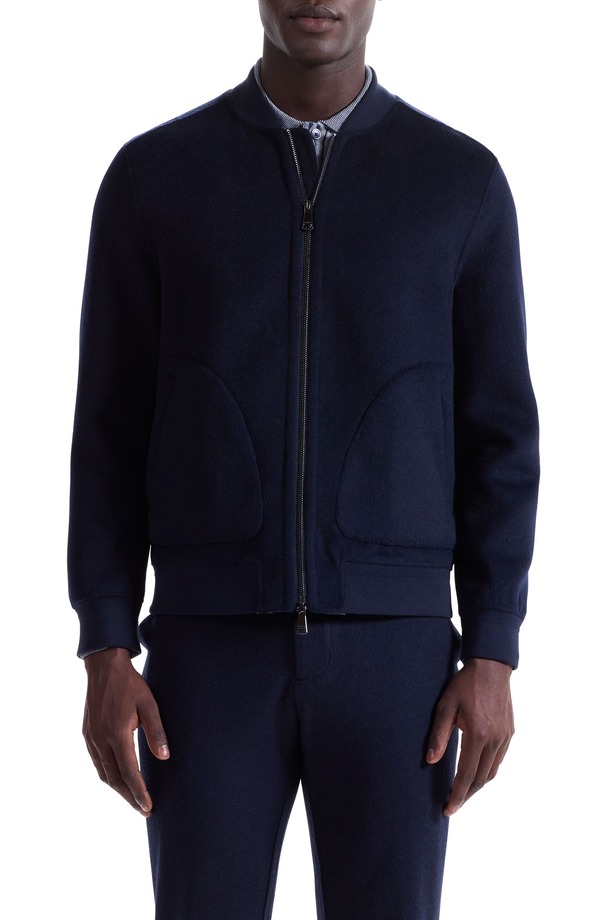 ブガッチ メンズ アウター ジャケット・ブルゾン ウール Bugatchi Brushed Wool Blend Bomber Jacket Navy ネイビー