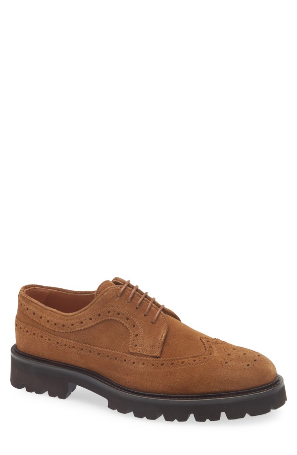 ジェントルソウルズ メンズ シューズ ウィングチップ 力くらべ ブローグ Gentle Souls Faro Wingtip Brogue Derby Tan Suede タン ビジネスシューズ-靴-メンズ靴