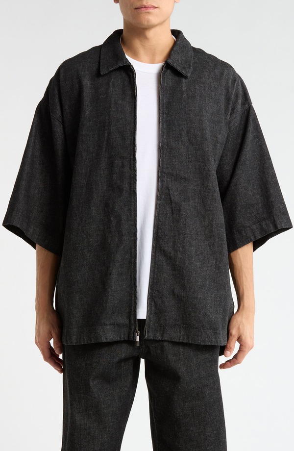 フィアオブゴッド メンズ トップス シャツ デニム Fear of God Essentials Denim Zip Work Shirt Vintage Black ブラック