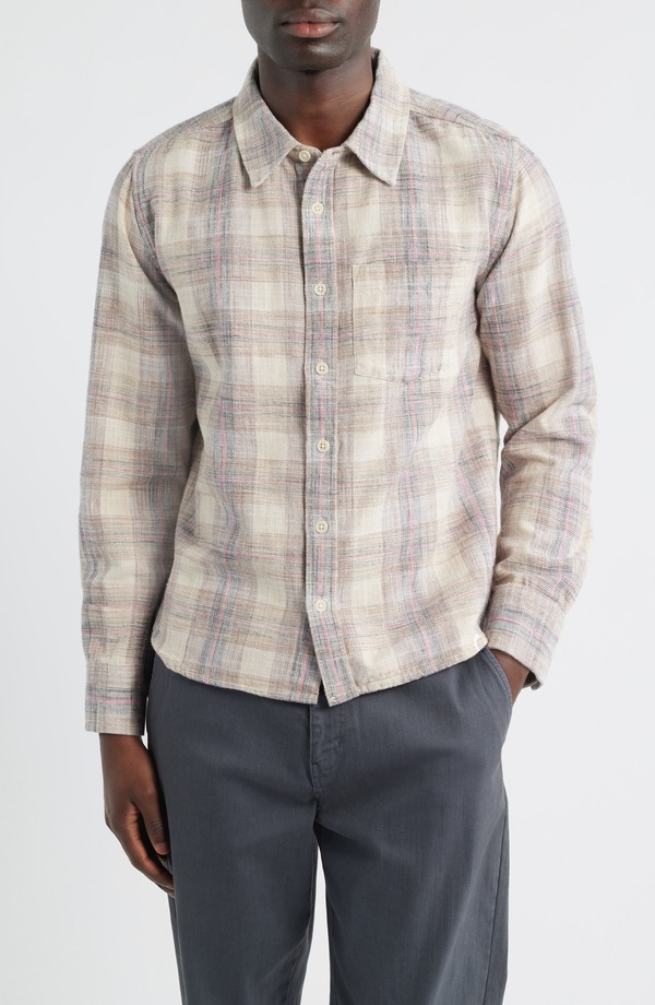 コリドー メンズ トップス シャツ コットン Corridorosewood Plaid Cotton Button-Up Shirt Natural チェック