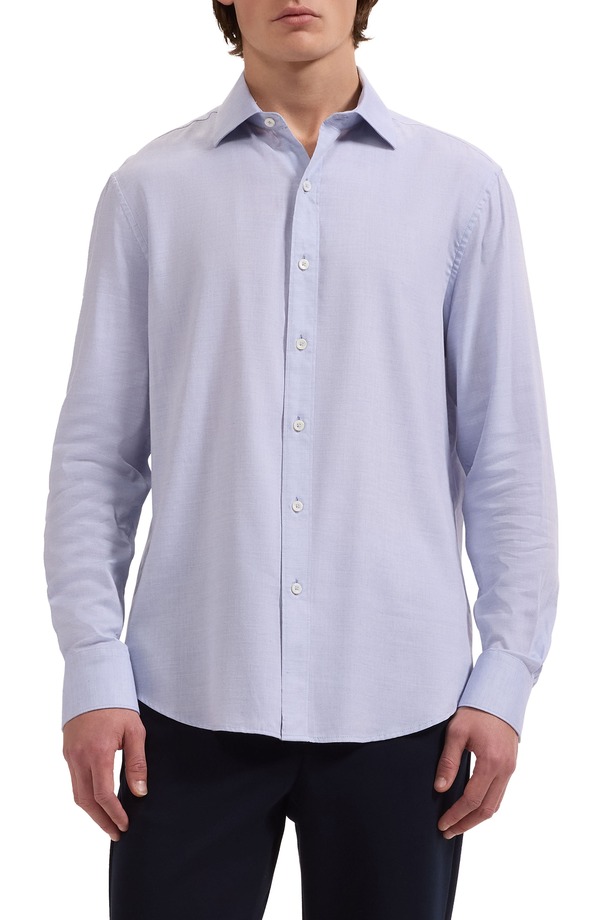 ブガッチ メンズ トップス シャツ コットン Bugatchi Axel Trim Fit Solid Cotton Blend Button-Up Shirt Air Blue ブルー