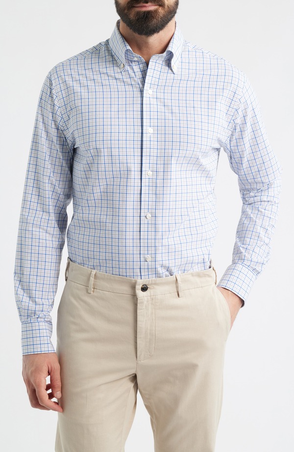 ピーター・ミラー メンズ トップス シャツ ダウン Peter Millar Canal Tailored Fit Check Performance Poplin Button-Down Shirt Dusk Blue ブルー 42,770円