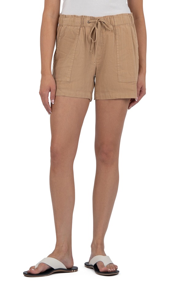 カットフロムザクロス レディース ボトムス ハーフパンツ・ショーツ ショートパンツ リネン KUT from the Kloth Katana Drawstring Linen Blend Shorts Khaki カーキ｜ReVida 店 19,066円