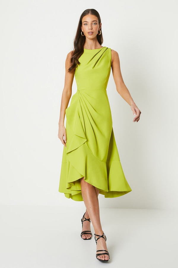 コースト レディース トップス ワンピース クレープ フリル Coast Crepe Low Back Ruffle Dress Lime ライム｜ReVida 店