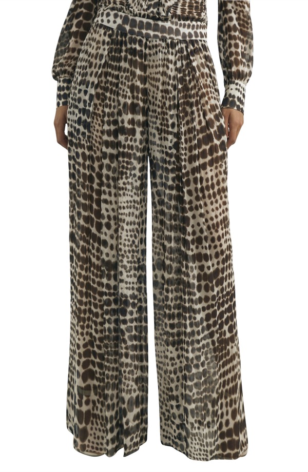 レイス レディース ボトムス レギンス ワイドレッグ 毛の荒物柄 刷り上げる ズボン下 Reiss Aurelie Wide Leg Animal Print Pants Chocolate 黒茶