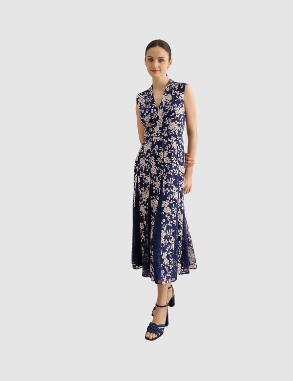 ホッブス英国の首都 レディース トップス 衣裳 Vのど首 ノースリーブ 刺しゅう HOBBS LONDON Quin Sleeveless V-Neck Embroideredress Midnight Blush 毛はらい