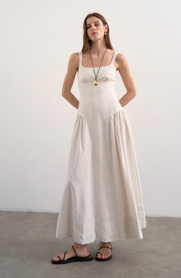 とっ始め販売店 レディース トップス 衣装 マキシ Topshop Gathered Fit \u0026 Flare Maxi Dress Natural