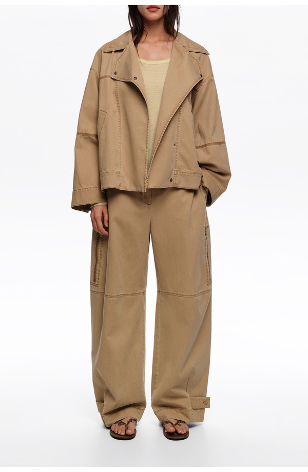 ビンバイローラ レディース ボトムス レギンス ズボン下 綿織物 Bimba y Lola Cotton Adjustable Barrel Trousers Camel 駱駝